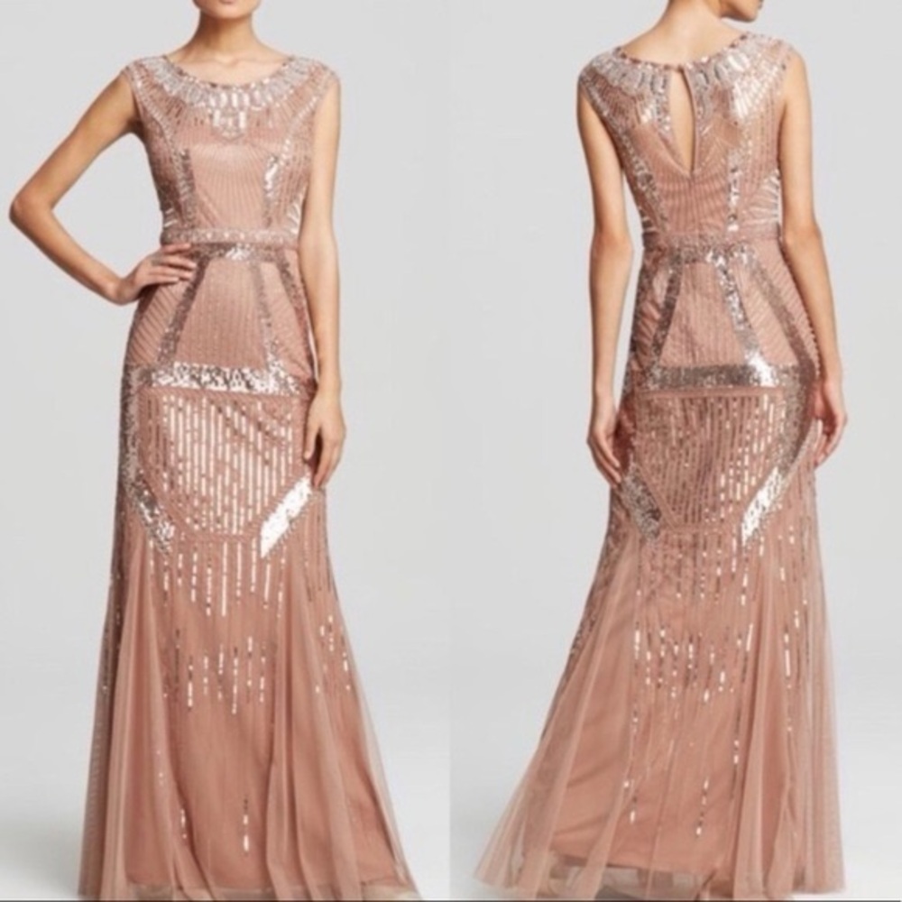 Aidan Mattox Pink Beaded Golf Gown Size 10
